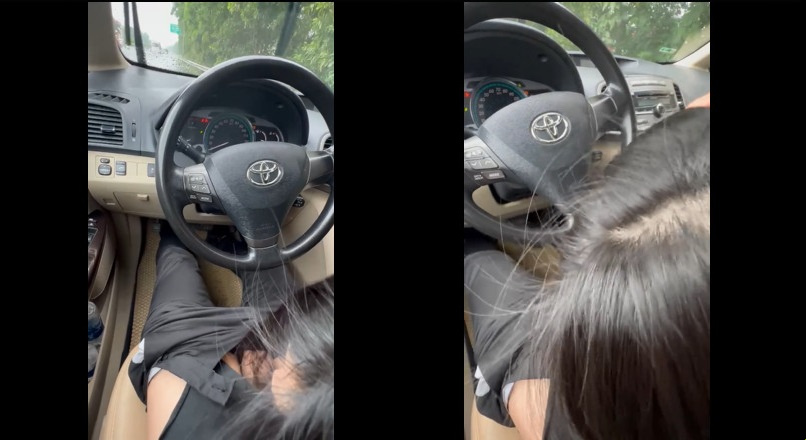 雨の女の子は車の中でしゃぶるのが好き